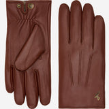 Alexander (brown) - Men’s lambskin leather gloves with luxurious rabbit fur lining and touchscreen feature