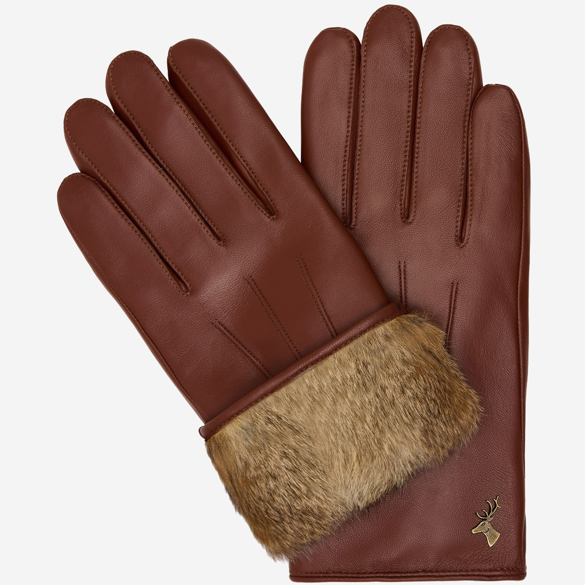 Lederhandschuhe – 100 % Kaninchenfell – Herren – Braun