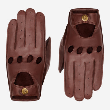 Alexis (brown) – Classic women's lambskin driving gloves with touchscreen feature- Schwartz & von Halen - US - 3