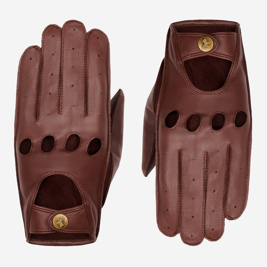 Alexis (brown) – Classic women's lambskin driving gloves with touchscreen feature- Schwartz & von Halen - US - 3