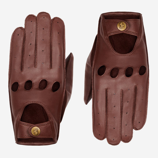 Alexis (brown) – Classic women's lambskin driving gloves with touchscreen feature