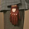 Alexis (cognac) – Classic women's lambskin driving gloves with touchscreen feature- Schwartz & von Halen - US - 8