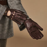Alexis (dark brown) – Classic women's lambskin driving gloves with touchscreen feature