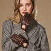 Alexis (dark brown) – Classic women's lambskin driving gloves with touchscreen feature