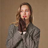 Alexis (dark brown) – Classic women's lambskin driving gloves with touchscreen feature
