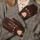 Alexis (dark brown) – Classic women's lambskin driving gloves with touchscreen feature