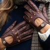 Alexis (brown) – Classic women's lambskin driving gloves with touchscreen feature- Schwartz & von Halen - US - 6