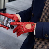 Alexis (red) – Classic women's lambskin driving gloves with touchscreen feature