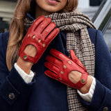 Alexis (red) – Classic women's lambskin driving gloves with touchscreen feature