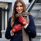 Alexis (red) – Classic women's lambskin driving gloves with touchscreen feature
