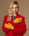 Alexis (yellow) – Classic women's lambskin driving gloves with touchscreen feature