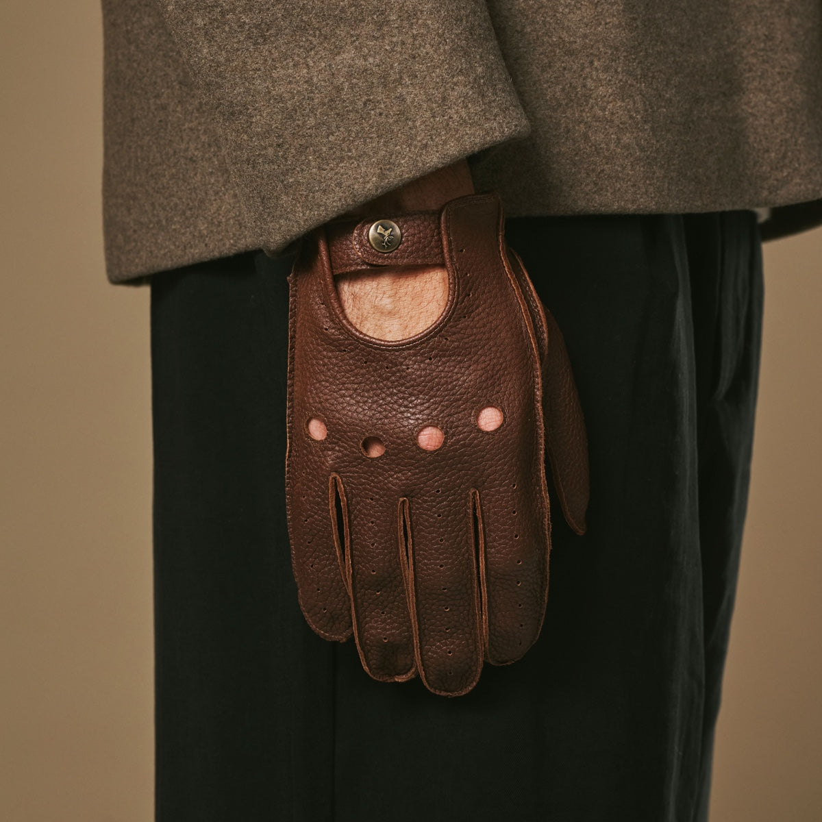 Austin (brown) – luxurious driving gloves made of American deerskin leather  - Schwartz & von Halen - US -  10