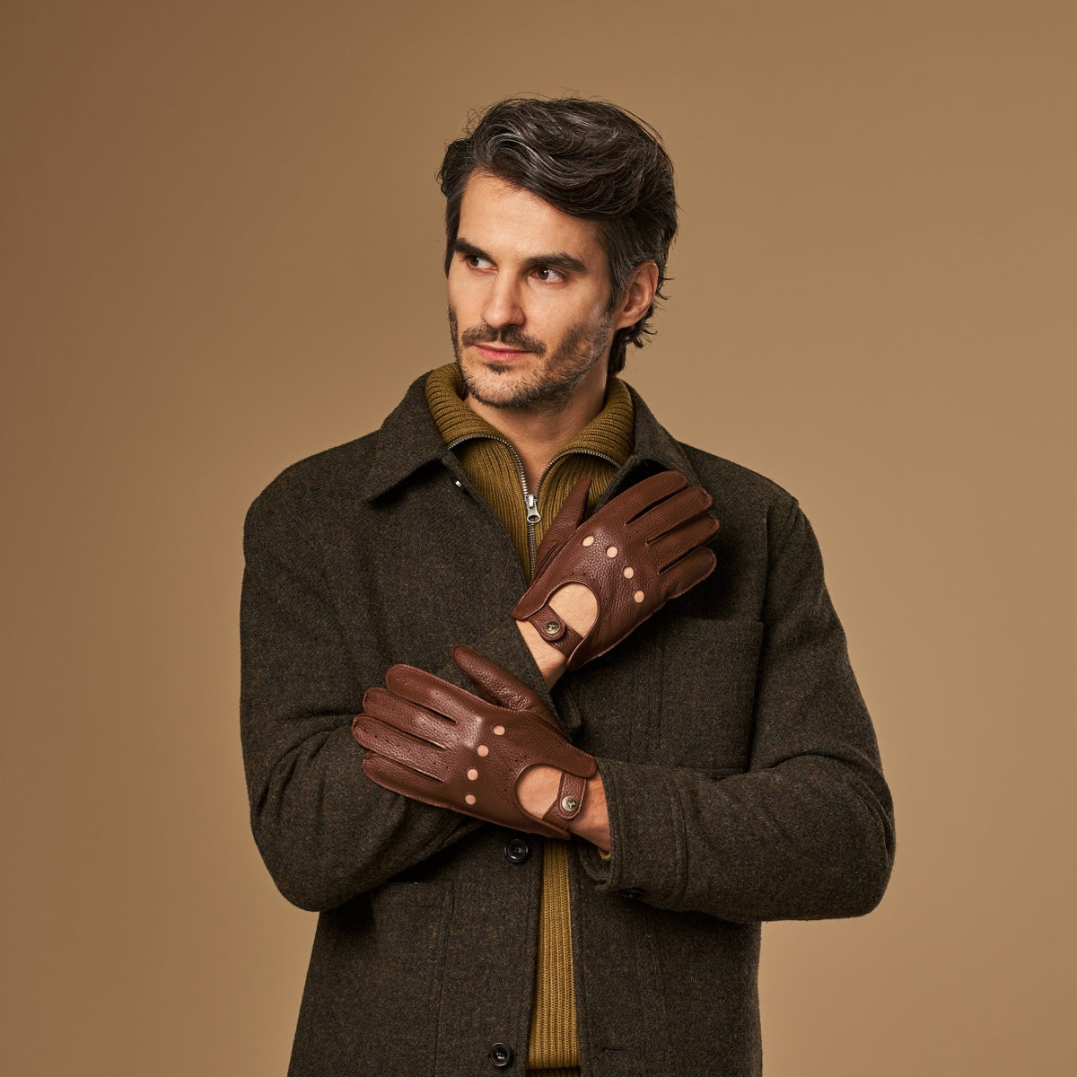 Austin (brown) – luxurious driving gloves made of American deerskin leather  - Schwartz & von Halen - US -  8