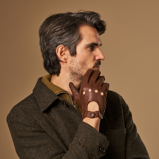 Austin (brown) – luxurious driving gloves made of American deerskin leather  - Schwartz & von Halen - US -  9