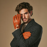 Austin (cognac) – Luxurious men's driving gloves made of American deerskin leather