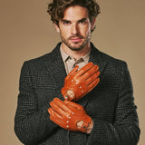 Austin (cognac) – Luxurious men's driving gloves made of American deerskin leather