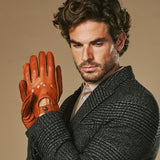 Austin (cognac) – Luxurious men's driving gloves made of American deerskin leather