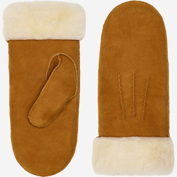 Beauvoire (camel) - Suede mittens with luxurious sheep fur lining