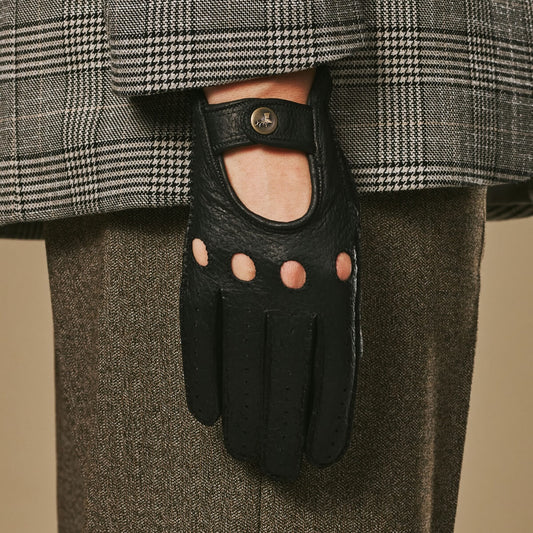 Cecilia (black) - Exclusive peccary leather women's driving gloves- Schwartz & von Halen - US - 2
