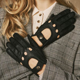 Cecilia (black) - Exclusive peccary leather women's driving gloves