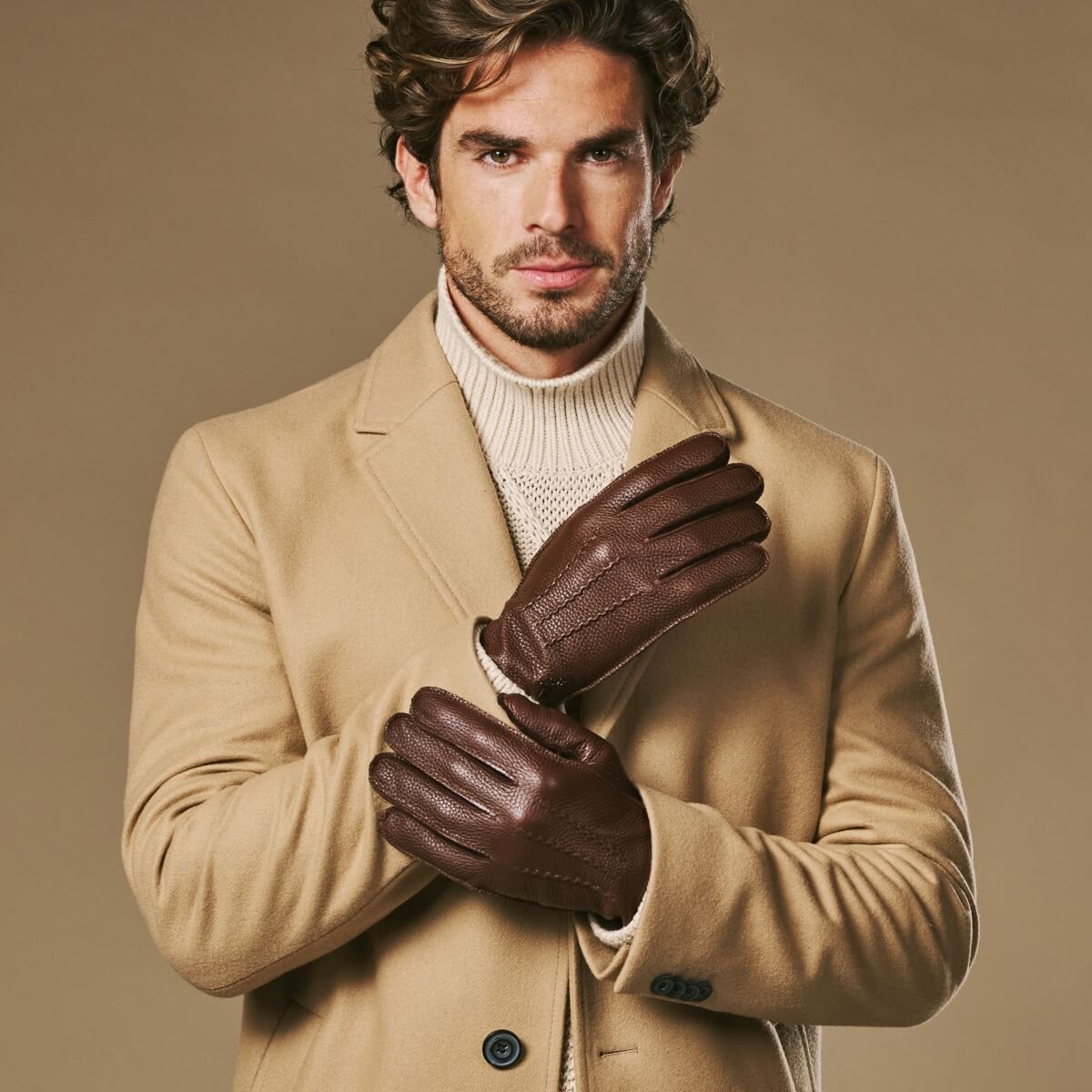 Charles (brown) – Luxurious American deerskin leather gloves with warm cashmere lining- Schwartz & von Halen - US - 1