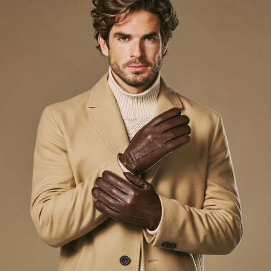 Charles (brown) – Luxurious American deerskin leather gloves with warm cashmere lining- Schwartz & von Halen - US - 1
