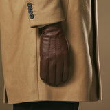 Charles (brown) – Luxurious American deerskin leather gloves with warm cashmere lining