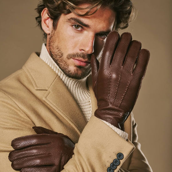Charles (brown) – Luxurious American deerskin leather gloves with warm cashmere lining- Schwartz & von Halen - US - 3