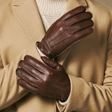 Charles (brown) – Luxurious American deerskin leather gloves with warm cashmere lining