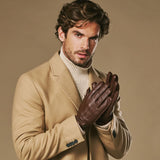 Charles (brown) – Luxurious American deerskin leather gloves with warm cashmere lining