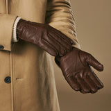 Charles (brown) – Luxurious American deerskin leather gloves with warm cashmere lining