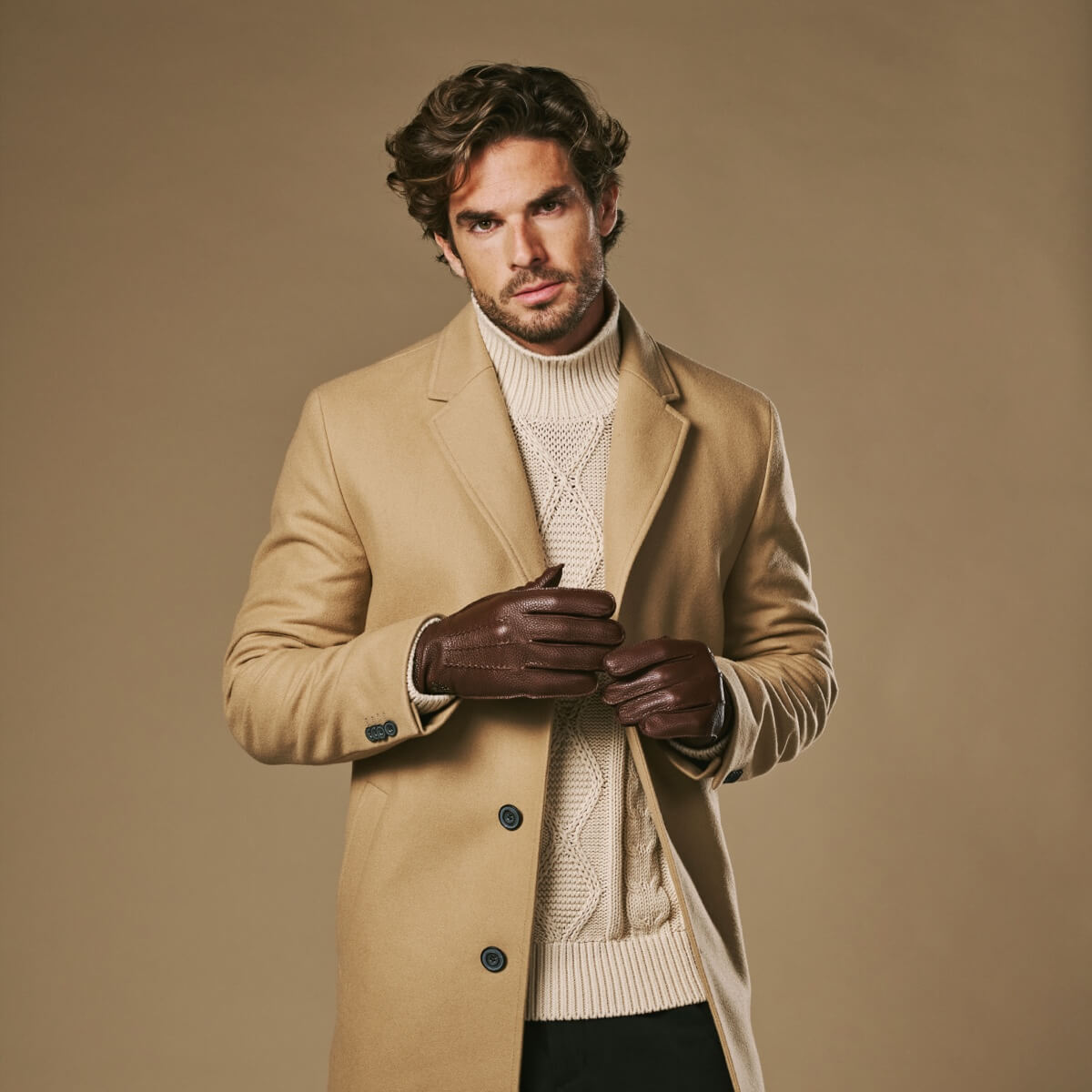 Charles (brown) – Luxurious American deerskin leather gloves with warm cashmere lining- Schwartz & von Halen - US - 8
