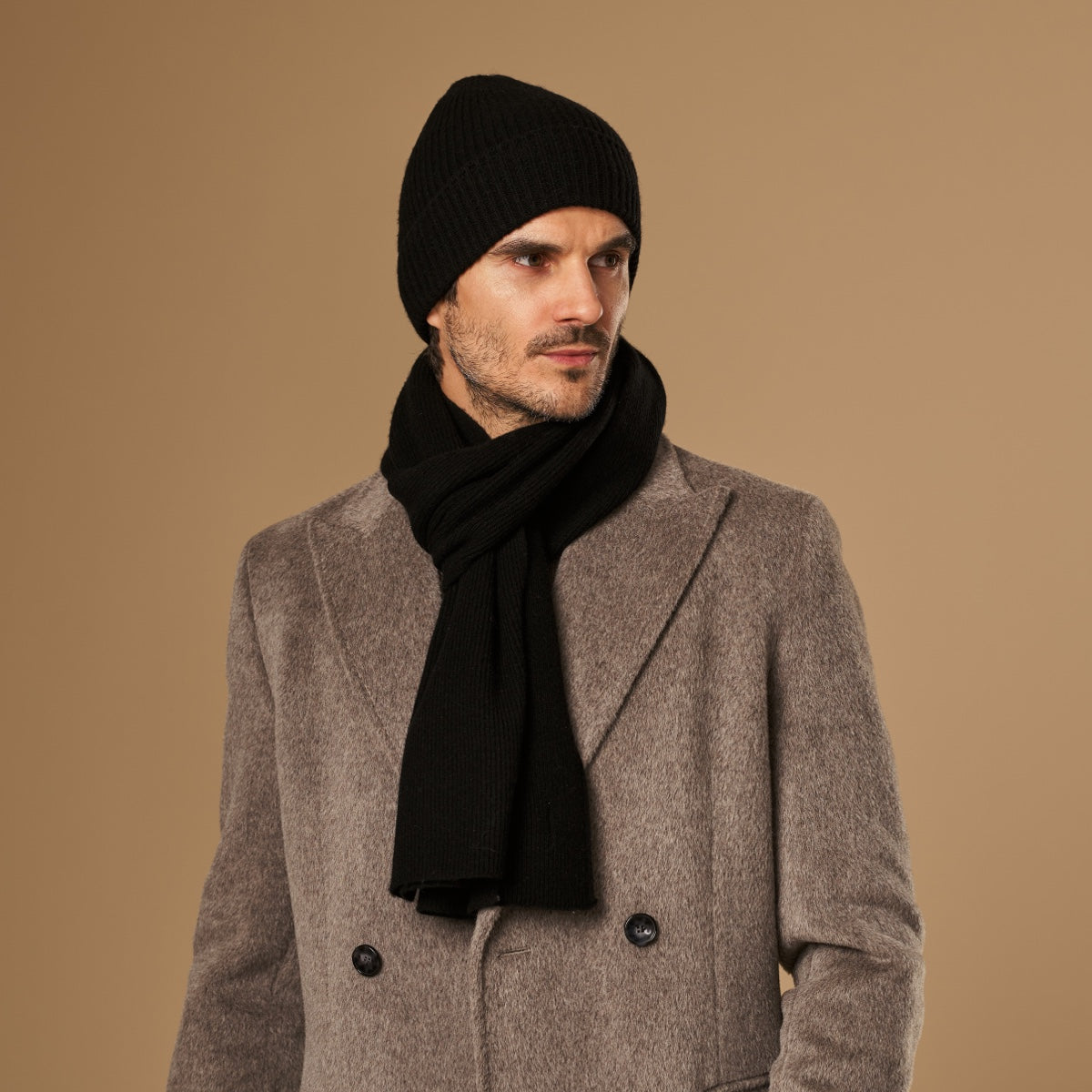 Charlie (black) - premium scarf made of soft Merino wool (unisex) - Schwartz & von Halen - US - 1