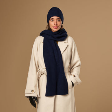 Charlie (navy blue) - premium scarf made of soft Merino wool (unisex) - Schwartz & von Halen - US - 1