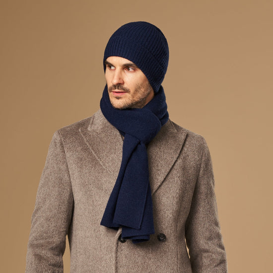 Charlie (navy blue) - premium scarf made of soft Merino wool (unisex) - Schwartz & von Halen - US - 2