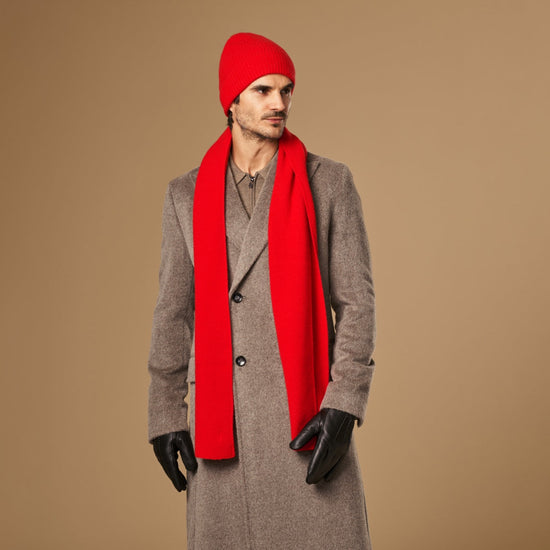 Charlie (red) - premium scarf made of soft Merino wool (unisex) - Schwartz & von Halen - US - 6