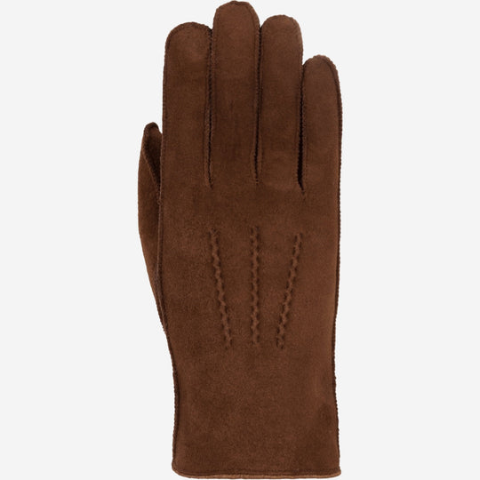 Clooney (brown) - Suede leather gloves with luxurious sheep fur lining