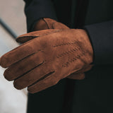 Clooney (brown) - suede leather gloves with luxurious sheep fur lining - Schwartz & von Halen - US - 6