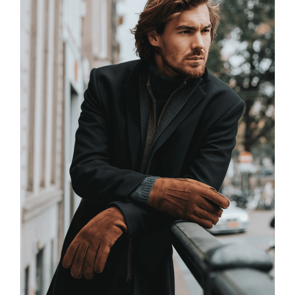 Clooney (brown) - suede leather gloves with luxurious sheep fur lining - Schwartz & von Halen - US - 5