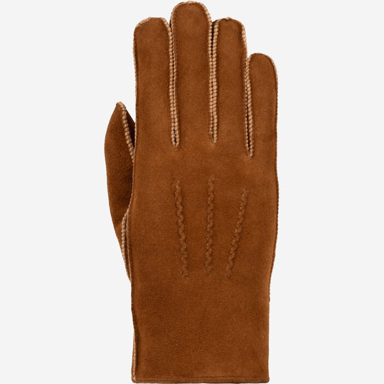 Clooney (camel) - Suede leather gloves with luxurious sheep fur lining