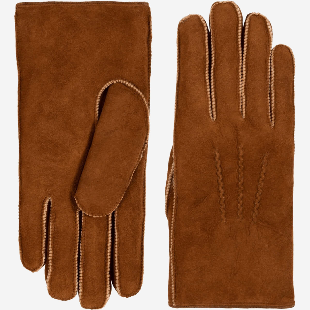 Clooney (camel) - suede leather gloves with luxurious sheep fur lining - Schwartz & von Halen - US - 2