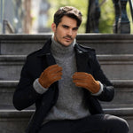 Clooney (camel) - suede leather gloves with luxurious sheep fur lining - Schwartz & von Halen - US - 5