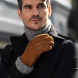 Clooney (camel) - suede leather gloves with luxurious sheep fur lining - Schwartz & von Halen - US - 6