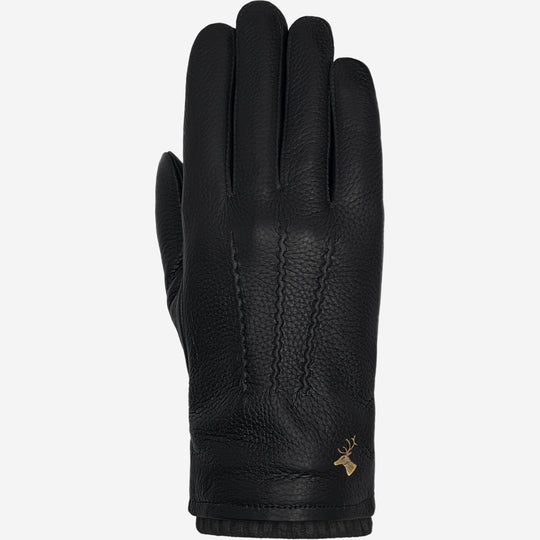 Columbus (black) – Luxurious deerskin (American deerskin) leather gloves with warm wool lining