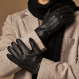 Columbus (black) – luxurious deerskin (American deerskin) leather gloves with warm wool lining - Schwartz & von Halen - US - 10