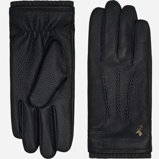 Columbus (black) – Luxurious deerskin (American deerskin) leather gloves with warm wool lining