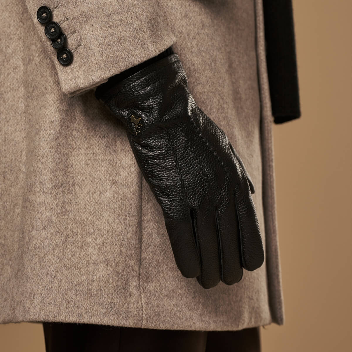 Columbus (black) – luxurious deerskin (American deerskin) leather gloves with warm wool lining - Schwartz & von Halen - US - 6