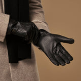 Columbus (black) – luxurious deerskin (American deerskin) leather gloves with warm wool lining - Schwartz & von Halen - US - 8