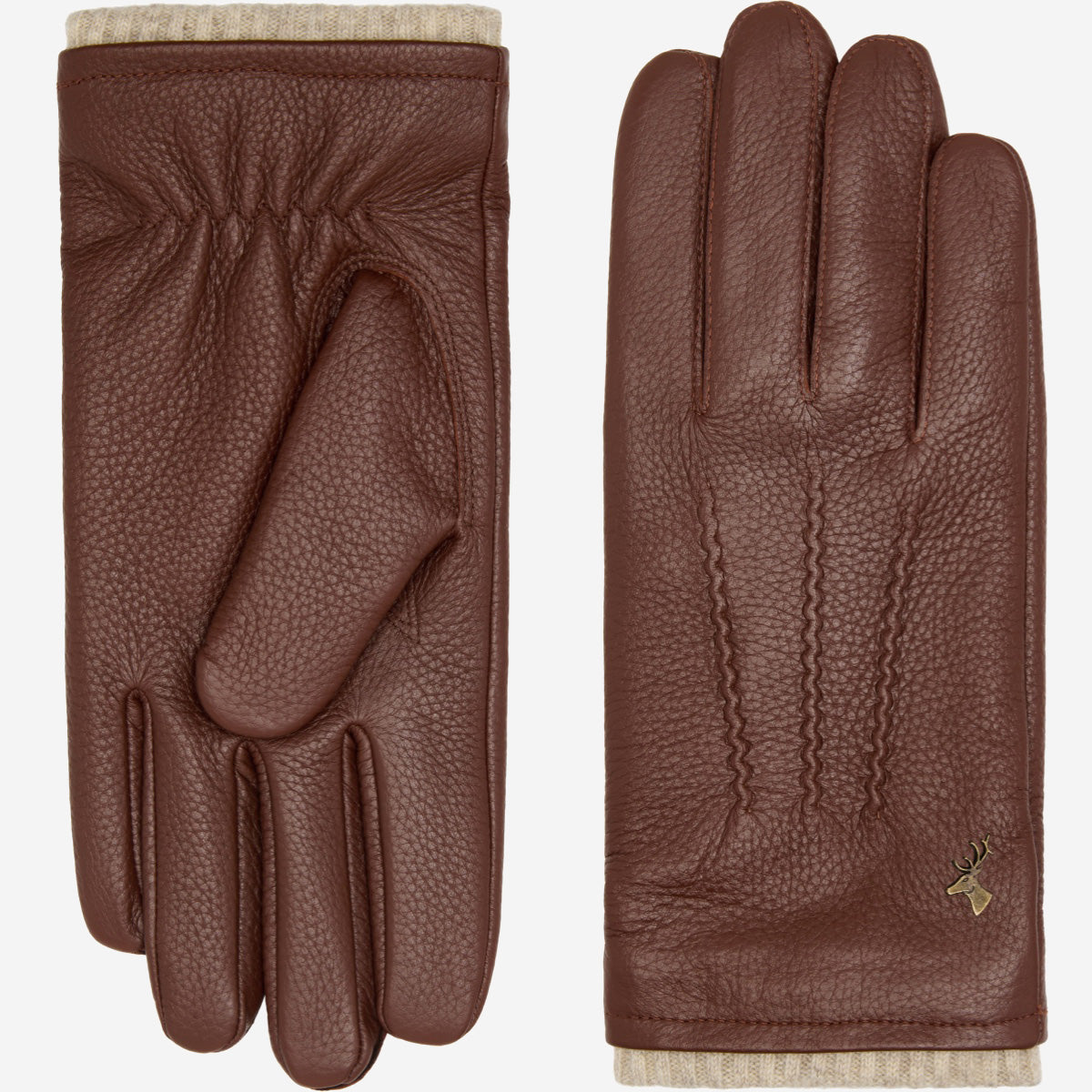 Columbus (brown) – luxurious deerskin (American deerskin) leather gloves with warm wool lining - Schwartz & von Halen - US - 3