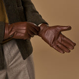 Columbus (brown) – luxurious deerskin (American deerskin) leather gloves with warm wool lining - Schwartz & von Halen - US - 9